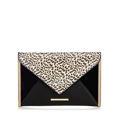 Black leopard print clutch bag